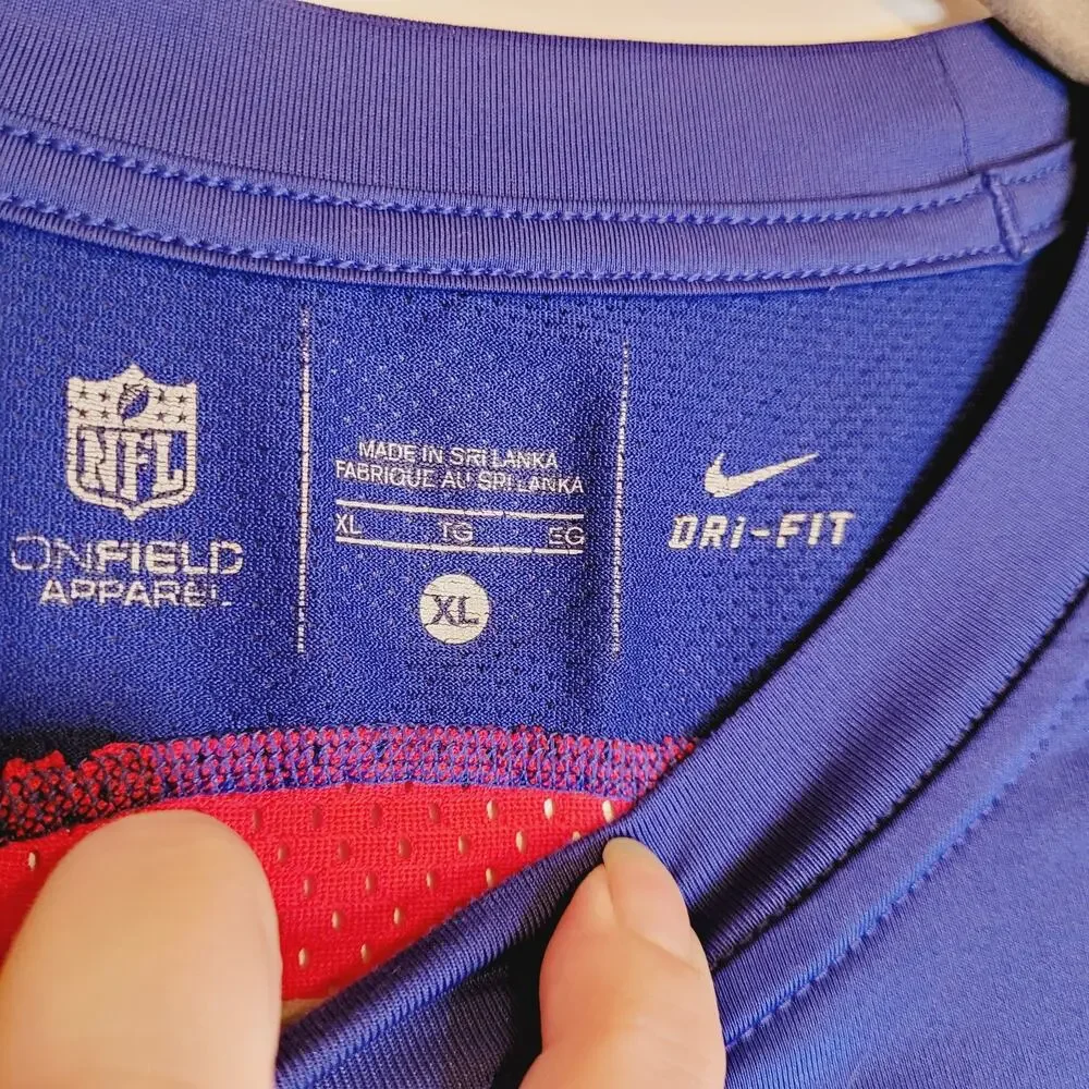 Nike On Field blue New York Giants short sleeved jersey XL Fangear Sportswear